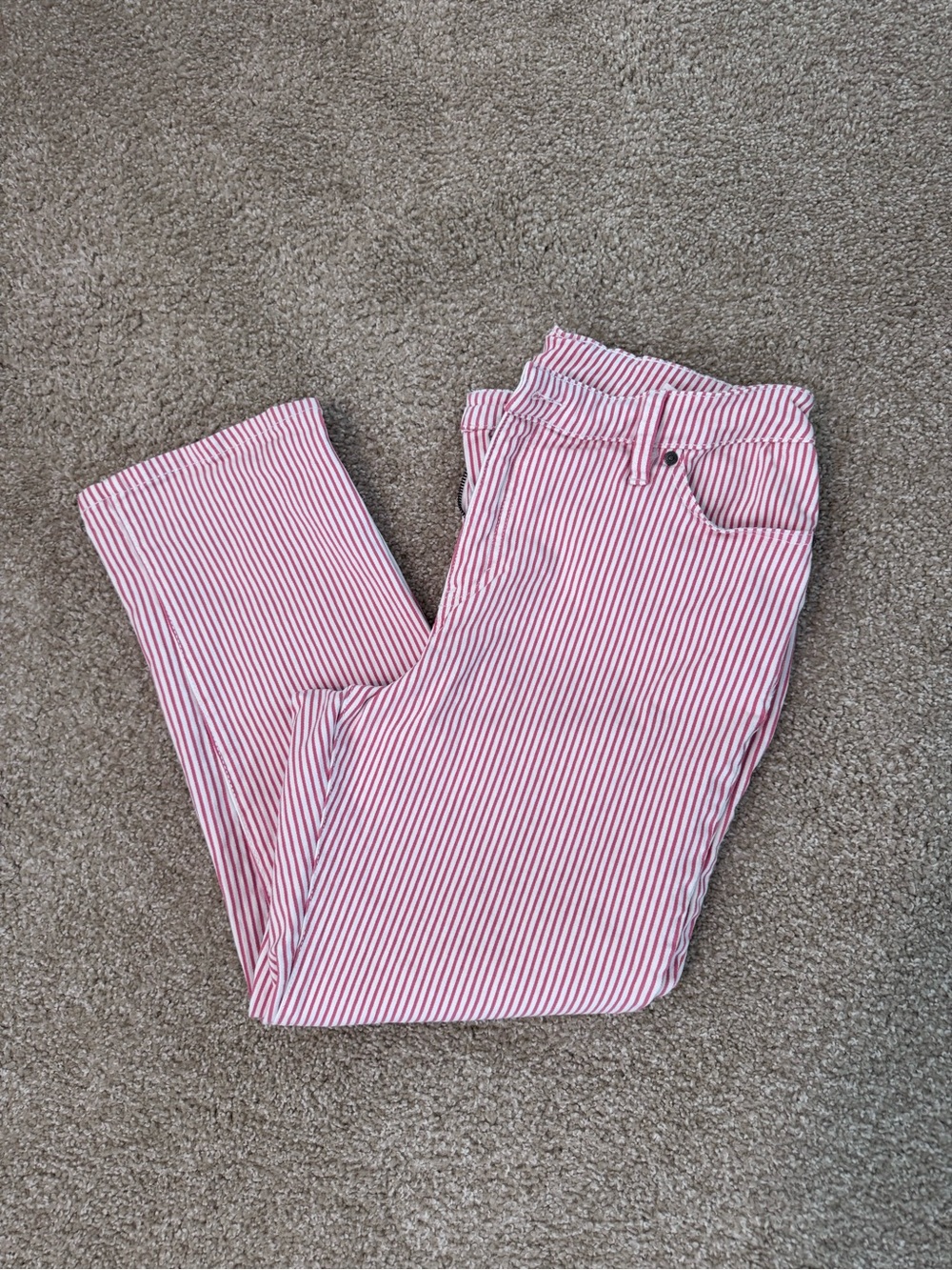 Striped Pink and White High-Waist Pants